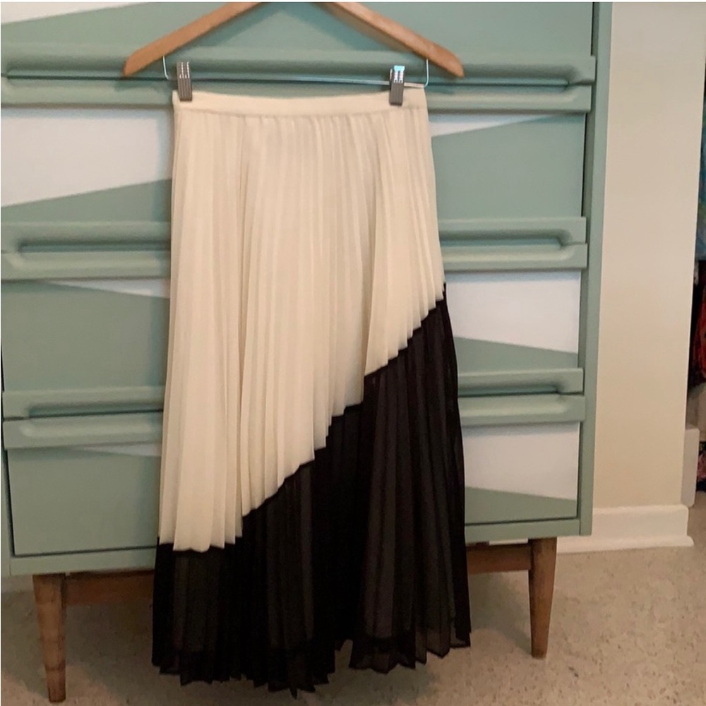 Banana Republic Black and White Pleated Chiffon Skirt